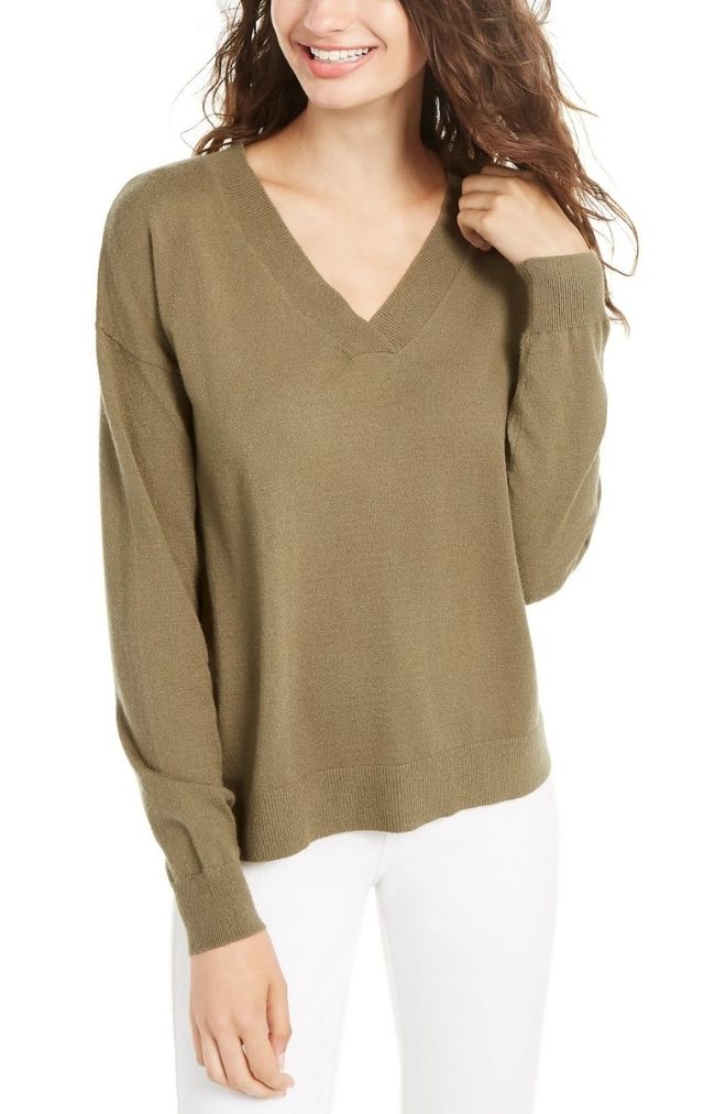 Sweater Escote V Planet Gold Verde